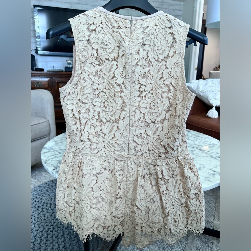 Catherine Malandrino Eyelet Lace Scoop Neckline Peplum shirt top sleeveless xs - Picture 6 of 7